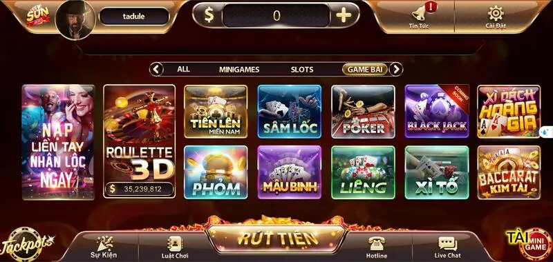 Sunwin 23 Các game bài có tỷ lệ trả thưởng cực khủng